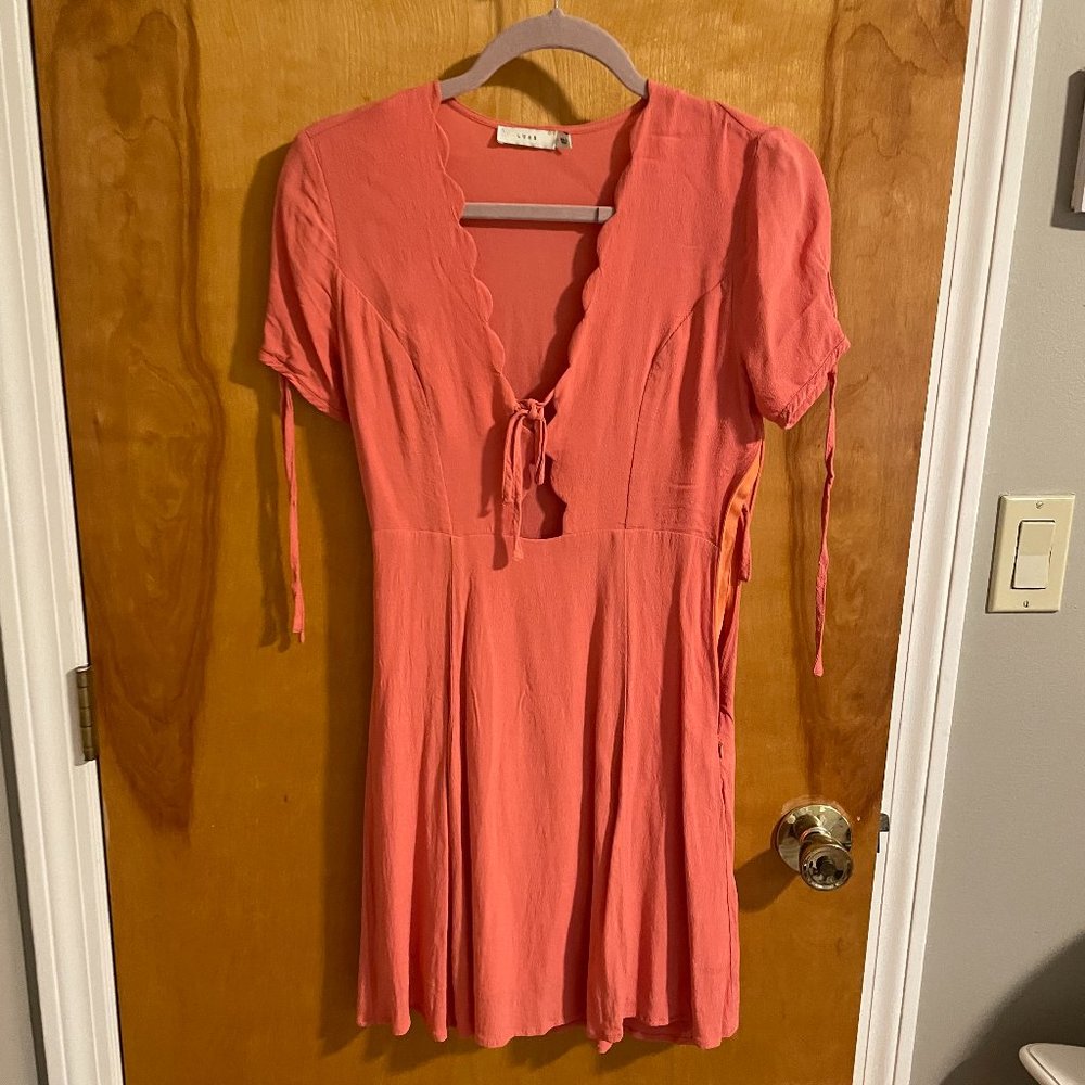 Pink front tie, skater dress